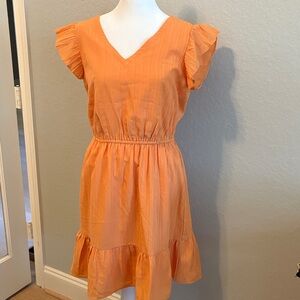 LOFT Orange Flutter Sleeve Mini Dress